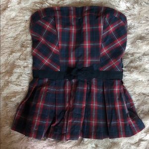 Plaid strapless top
